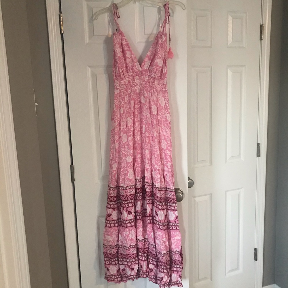 Vici dolls floral print pink maxi dress